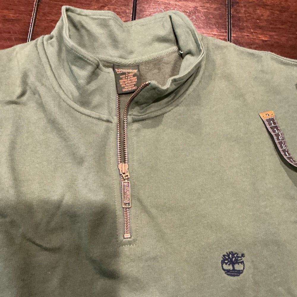 Timberland Weathergear Men’s Quarter Zip Pullover Sweatshirt Size L Olive Green - Picture 9 of 9